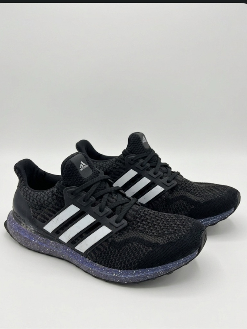 adidas Black Knit Sneakers with White Three-Stripes
